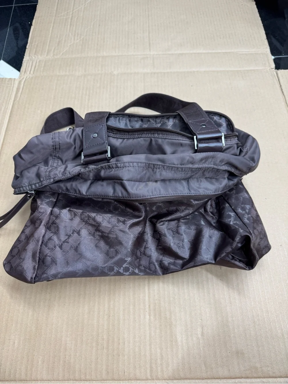 Kenneth Cole Reaction Chocolate Brown Nylon Laptop Tote